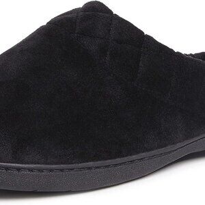 Women's Memory Foam Slippers Microfiber Velour Clog Wide Fit Indoor Outdoor Blac